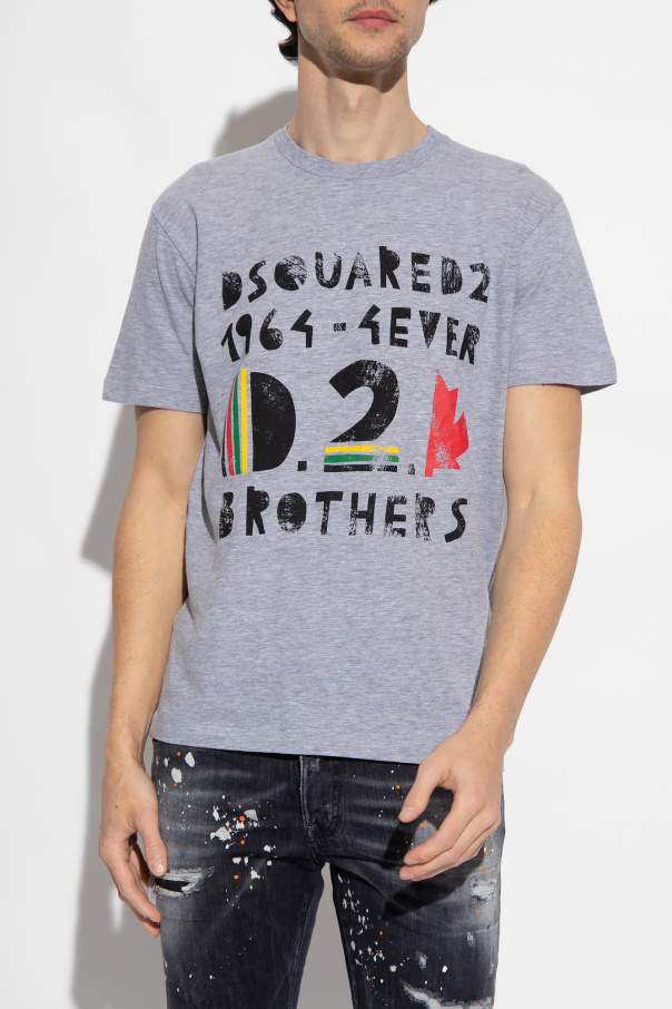 Tシャツ・カットソー DSQUARED2 Men T-shirt Grey S74GD1250S22146 857M Grey Printed T - shirt moto Dsquared2
